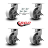 Service Caster 8 Inch Heavy Duty Semi Steel Cast Iron Caster Set with Brake and Swivel Lock SCC-KP92S830-SSR-SLB-BSL-4